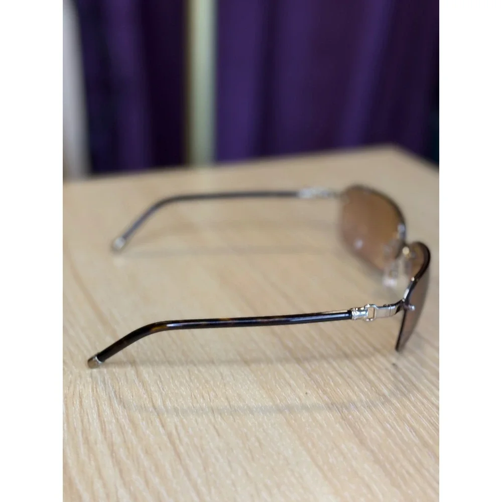 Coach Bleecker S5222 Sunglasses Brown Rimless Rectangle Tortoise Case